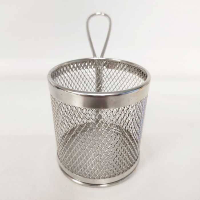 Mini Cesta Redonda Fry em Aço Inox Prata D8.5 X A9cm