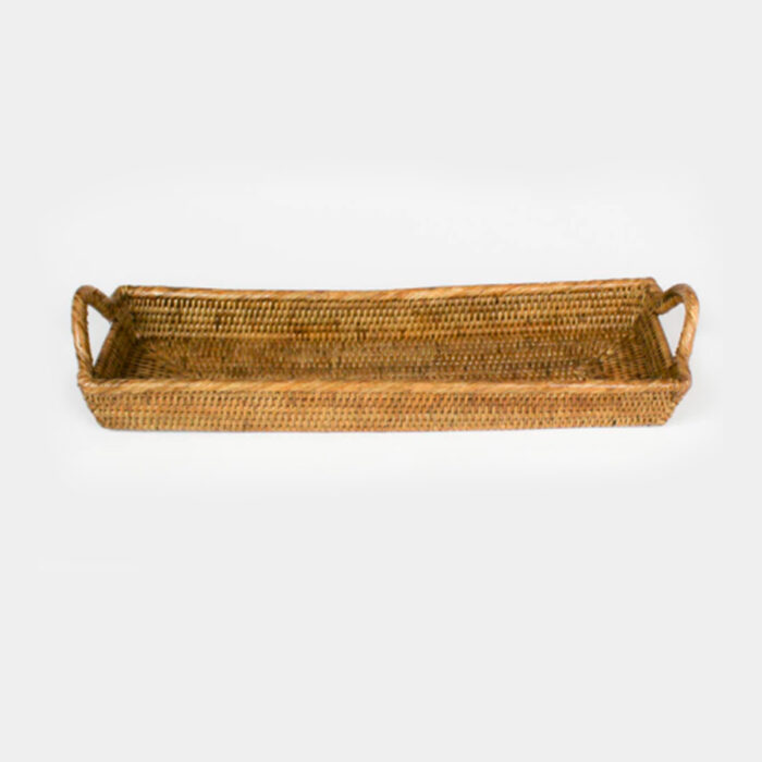 Bandeja de Rattan Retangular c/ Alça 53x17 cm