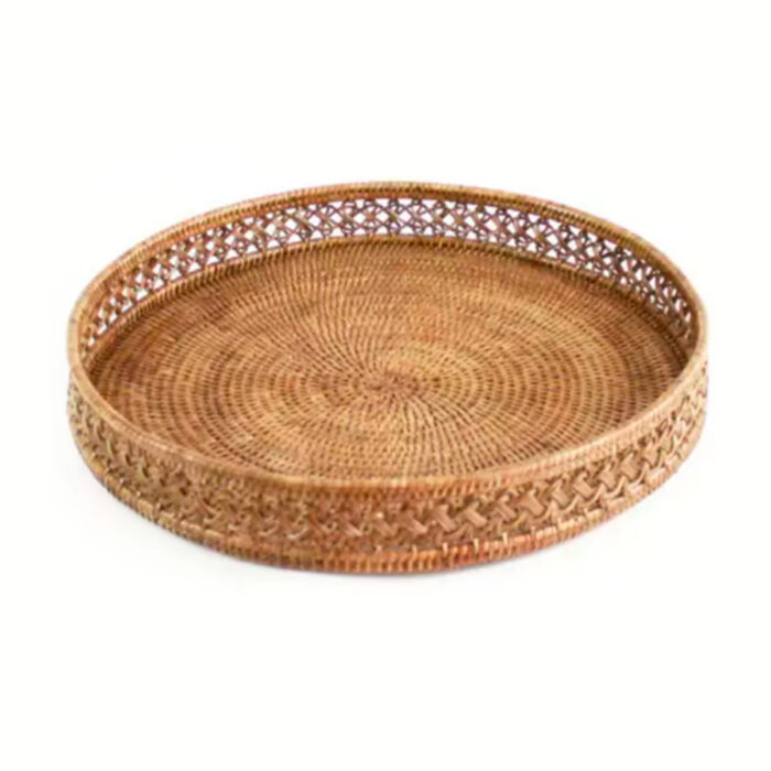 Bandeja de Rattan Redonda G 48.5 X 7 cm