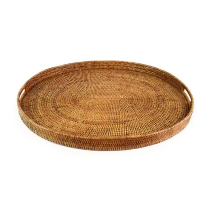 Bandeja De Rattan Oval Grande c/ Alça 70 x 60 x 5 cm