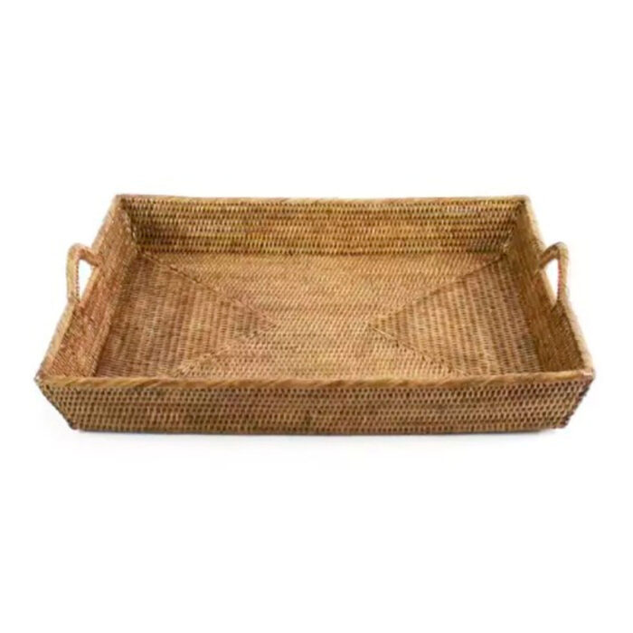 Bandeja De Rattan Retangular  GG  C/Alça 79 x 46 x 8/12cm